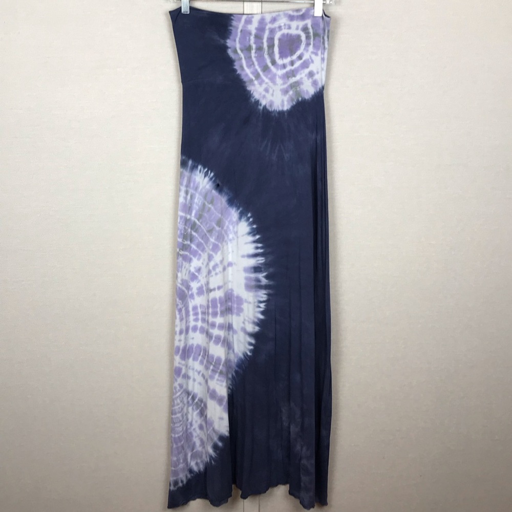 EMOTION Purple Tie‑Dye Foldover Maxi Skirt • EUC • Sz L